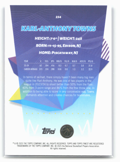2024-25 Finest #254 Karl-Anthony Towns Blue Refractor #/99