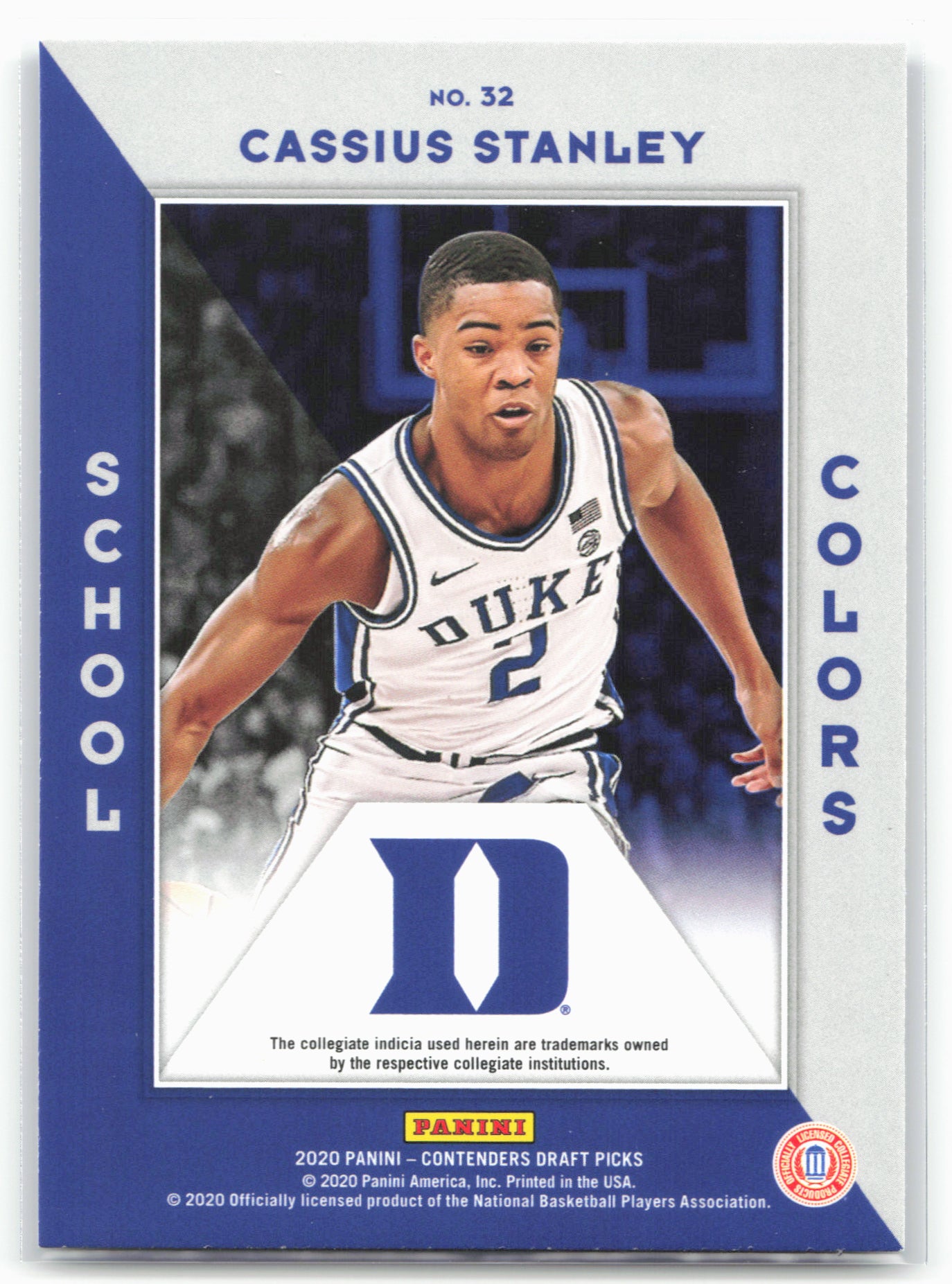 2020 Panini Contenders Draft Picks #32 Cassius Stanley School Colors 20567