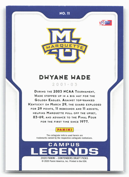 2020 Panini Contenders Draft Picks #11 Dwyane Wade Campus Legends 20576