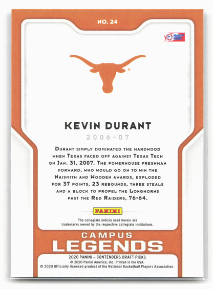 2020 Panini Contenders Draft Picks #24 Kevin Durant Campus Legends 20588