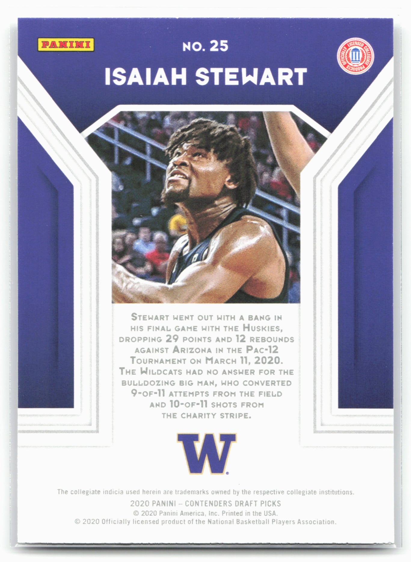 2020 Panini Contenders Draft Picks #25 Isaiah Stewart the Numbers Game 20590