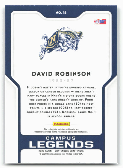 2020 Panini Contenders Draft Picks #18 David Robinson Campus Legends 20591