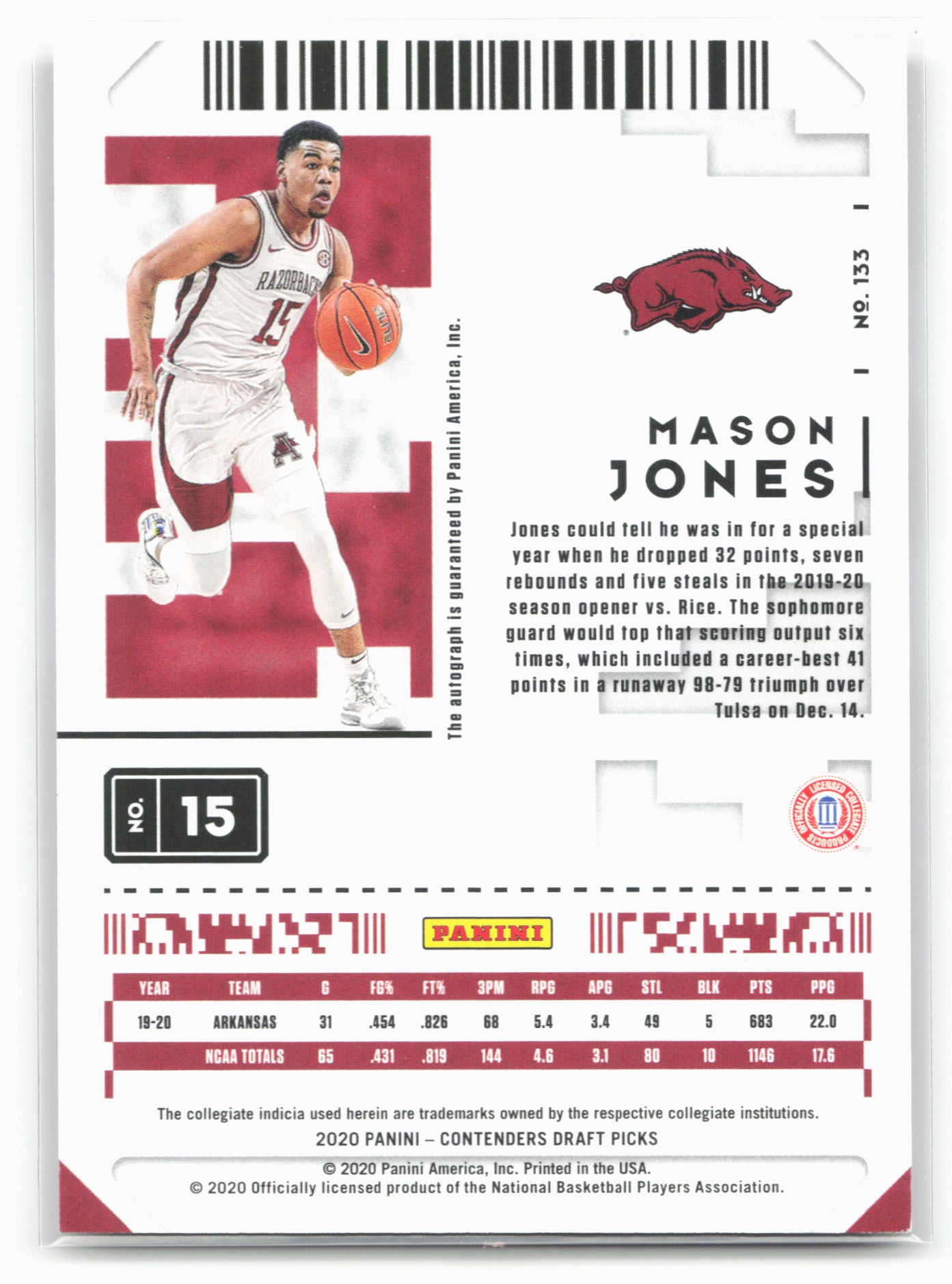 2020 Panini Contenders Draft Picks #133 Mason Jones
