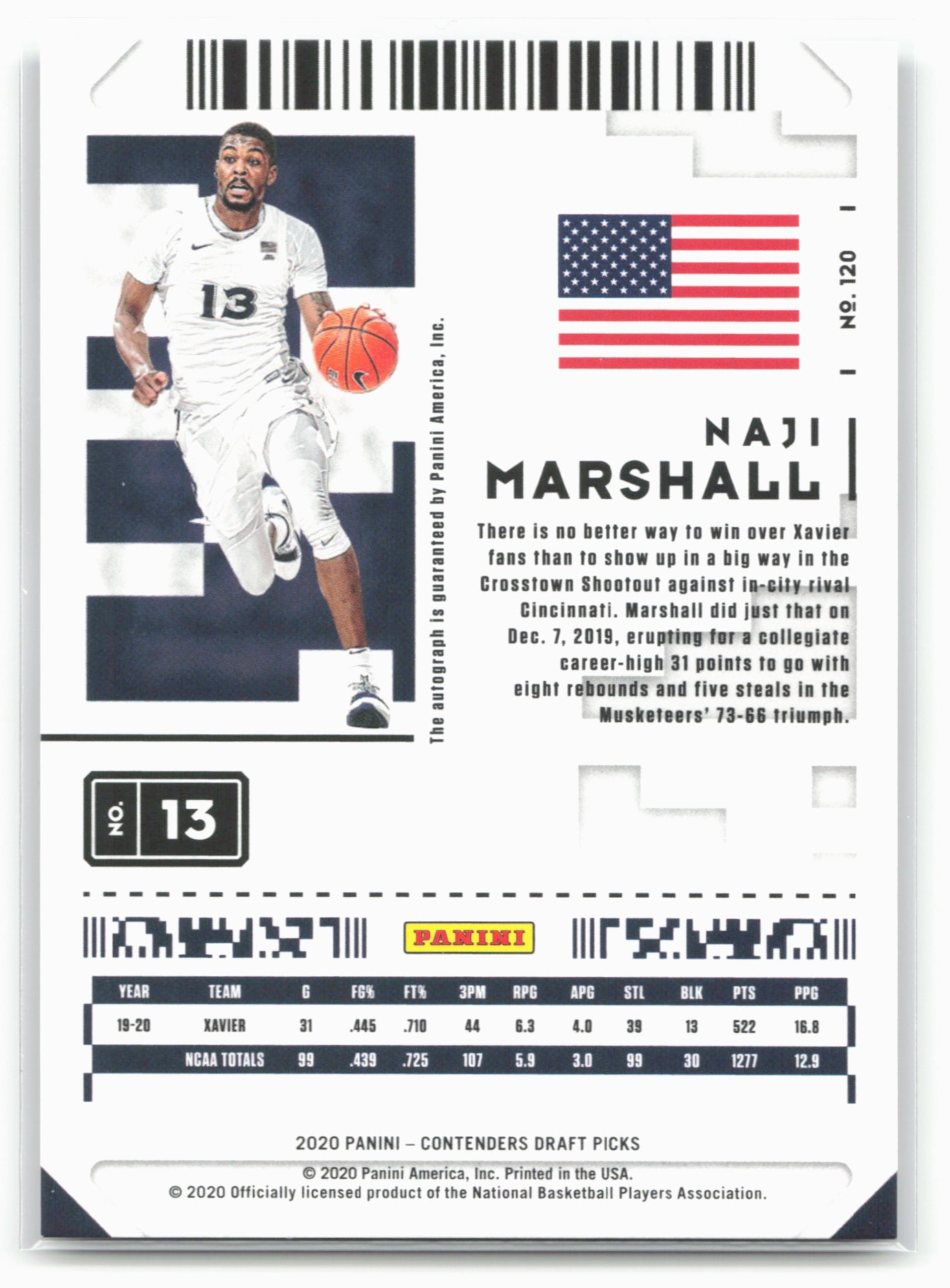 2020 Panini Contenders Draft Picks #120 Naji Marshall Conference Finals #/75