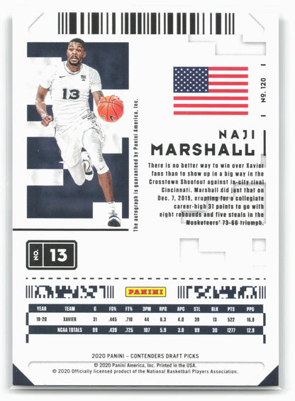 2020 Panini Contenders Draft Picks #120 Naji Marshall Conference Finals #/75