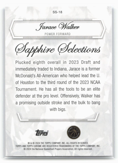 2023-24 Topps Chrome Sapphire Edition #SS-18 Jarace Walker Sapphire Selections