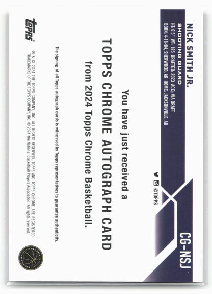 2023-24 Topps Chrome Sapphire #CG-NSJ Nick Smith Jr. Autographs Orange #/25