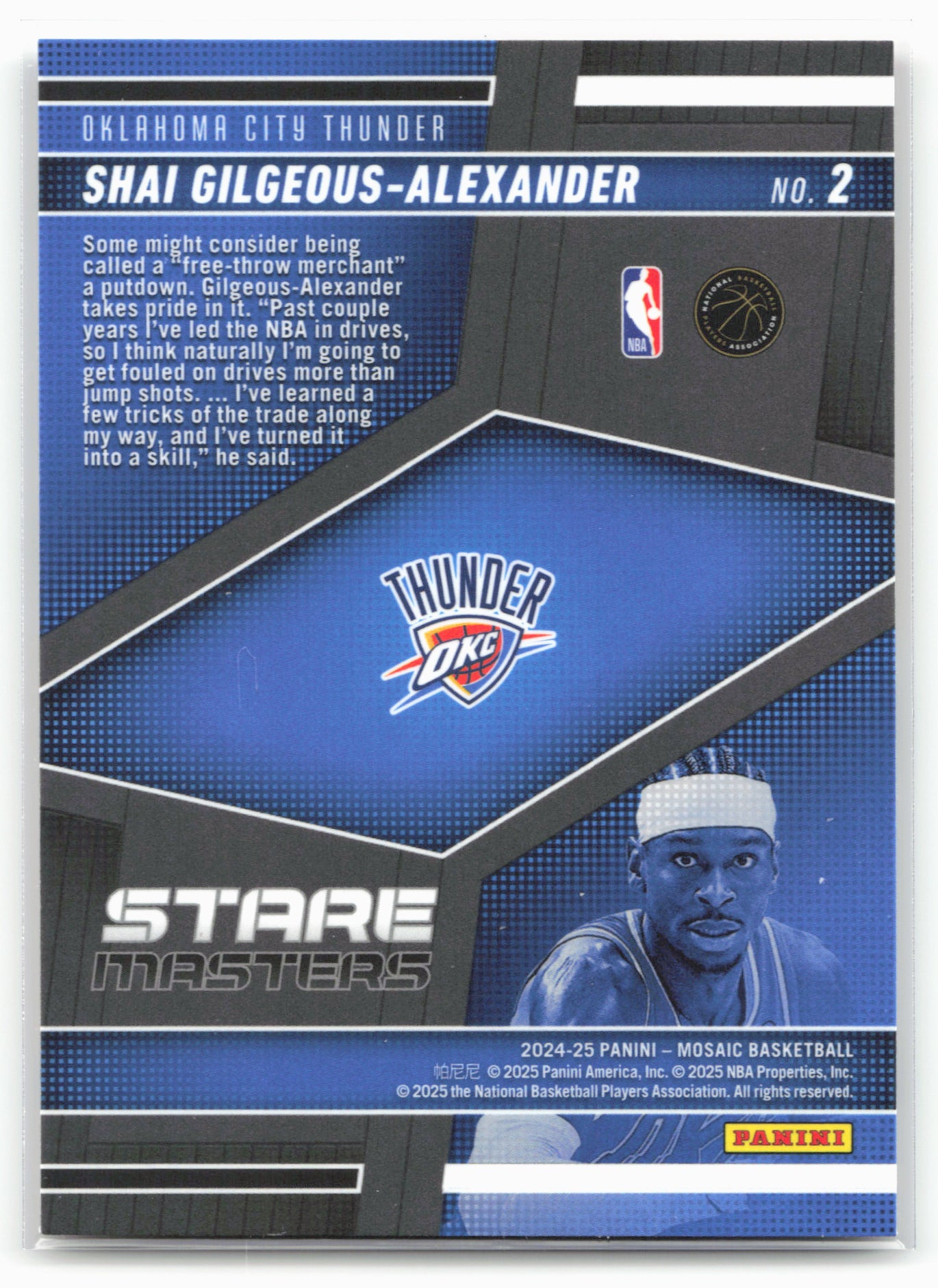 2024-25 Panini Mosaic #2 Shai Gilgeous-Alexander Stare Masters