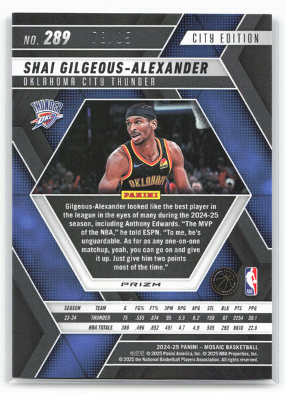 2024-25 Panini Mosaic #289 Shai Gilgeous-Alexander Fast Break Blue Mosaic #/85