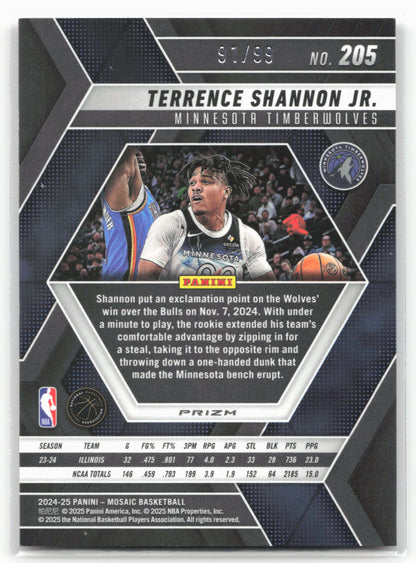 2024-25 Panini Mosaic #205 Terrence Shannon Jr. Fast Break Red Mosaic #/99