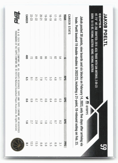 2023-24 Topps Chrome Sapphire Edition #59 Jakob Poeltl