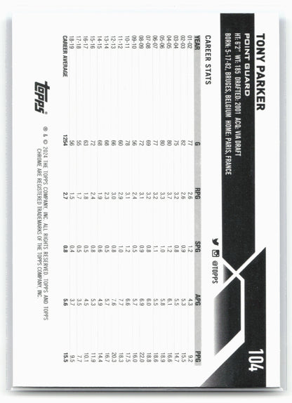 2023-24 Topps Chrome Sapphire Edition #104 Tony Parker