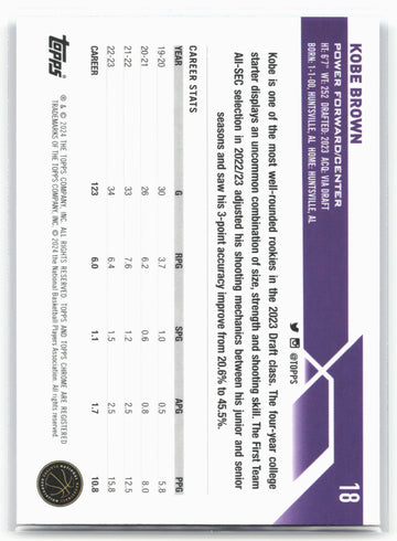 2023-24 Topps Chrome Sapphire Edition #18 Kobe Brown