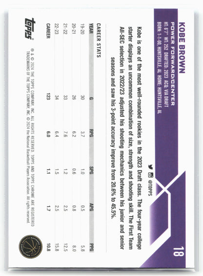 2023-24 Topps Chrome Sapphire Edition #18 Kobe Brown