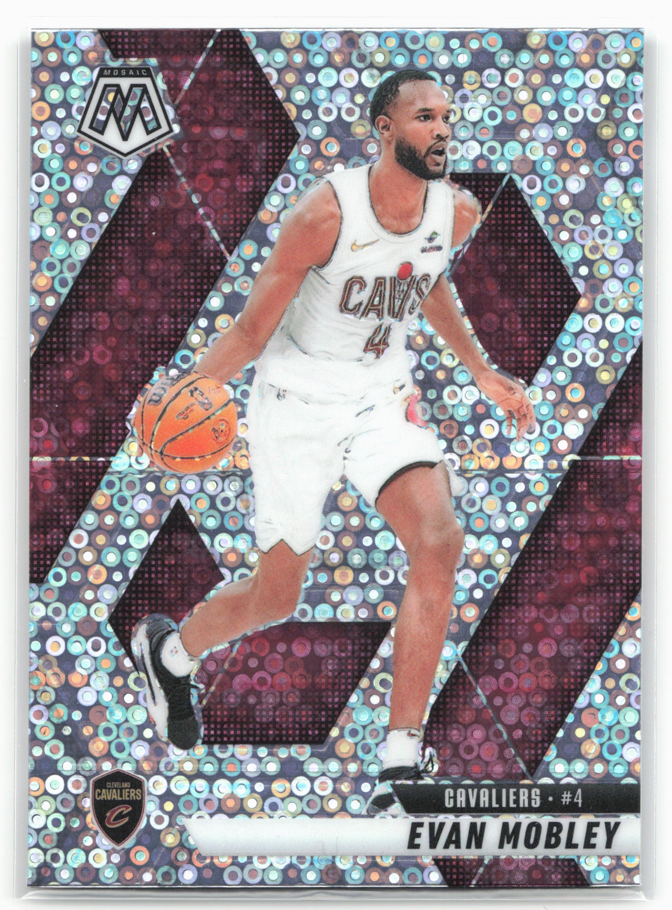 2024-25 Panini Mosaic #133 Evan Mobley Fast Break Silver Mosaic