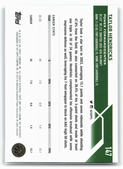 2023-24 Topps Chrome Sapphire Edition #147 Taylor Hendricks