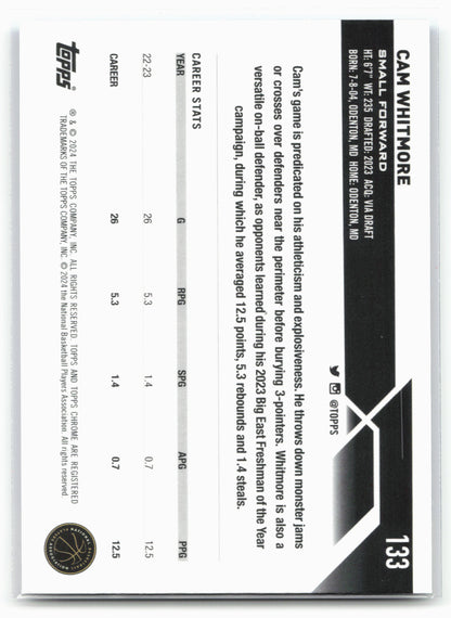 2023-24 Topps Chrome Sapphire Edition #133 Cam Whitmore