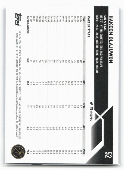 2023-24 Topps Chrome Sapphire Edition #52 Hakeem Olajuwon