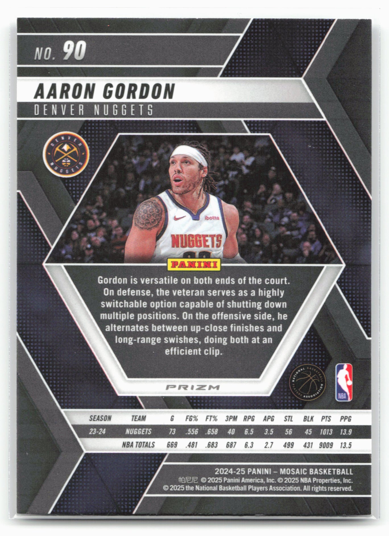 2024-25 Panini Mosaic #90 Aaron Gordon Silver