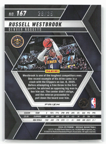 2024-25 Panini Mosaic #167 Russell Westbrook Fast Break Blue Camo Mosaic #/35