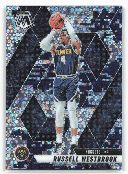 2024-25 Panini Mosaic #167 Russell Westbrook Fast Break Blue Camo Mosaic #/35