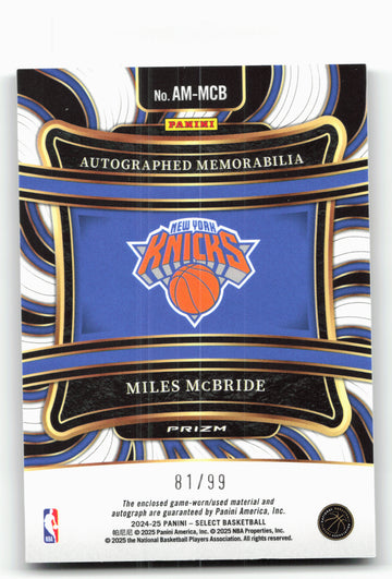 
2024-25 Panini Select #AM-MCB Miles McBride Purple 81/99