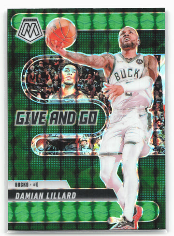 2024-25 Panini Mosaic #14 Damian Lillard Give and Go Mosaic Green