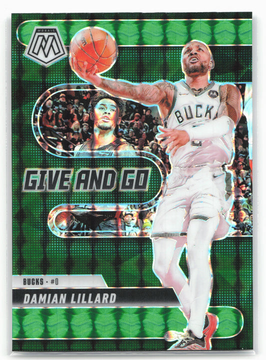 2024-25 Panini Mosaic #14 Damian Lillard Give and Go Mosaic Green