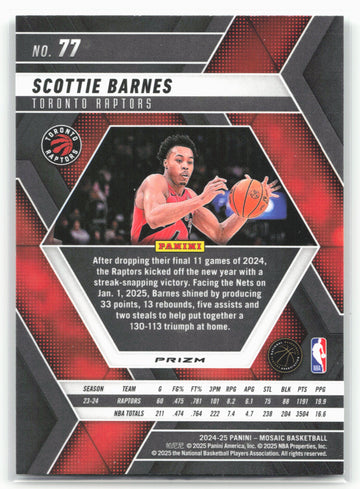 2024-25 Panini Mosaic #77 Scottie Barnes Green Mosaic