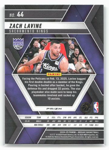 2024-25 Panini Mosaic #44 Zach LaVine Green Mosaic