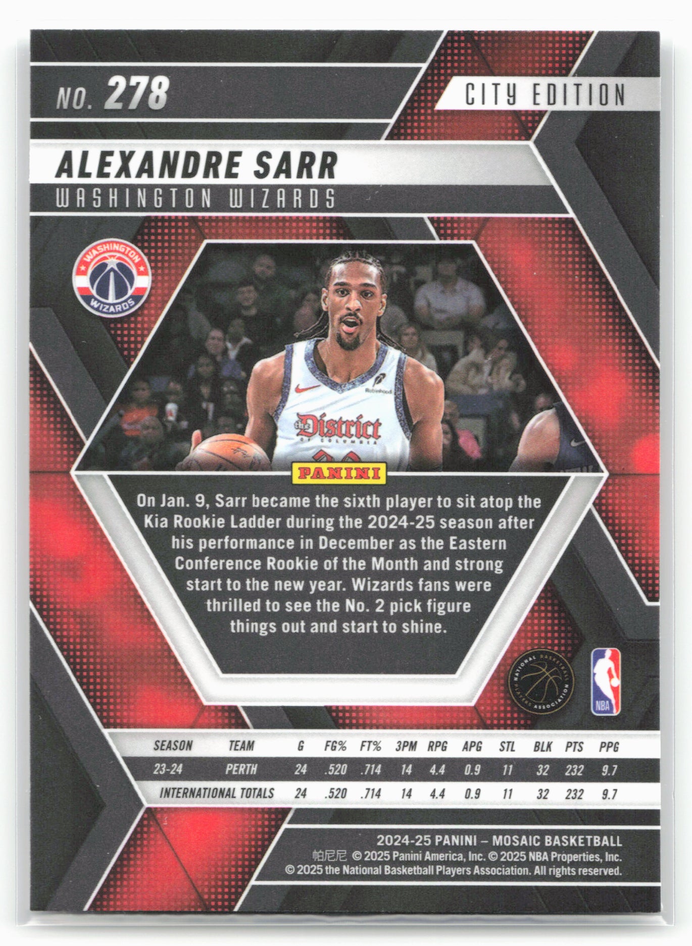 2024-25 Panini Mosaic #278 Alexandre Sarr