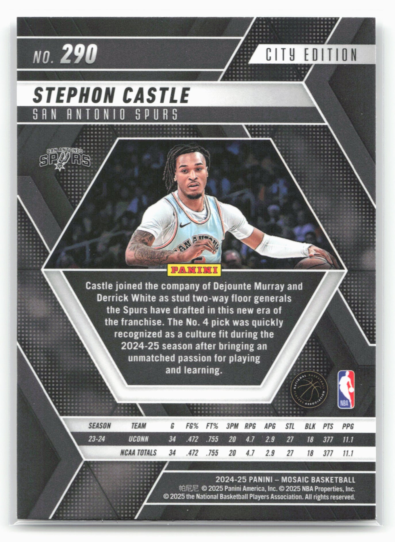 2024-25 Panini Mosaic #290 Stephon Castle