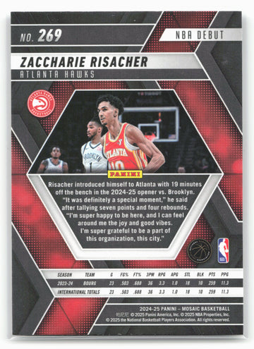 2024-25 Panini Mosaic #269 Zaccharie Risacher