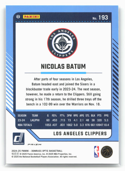 2024-25 Donruss Optic #193 Nicolas Batum Holo