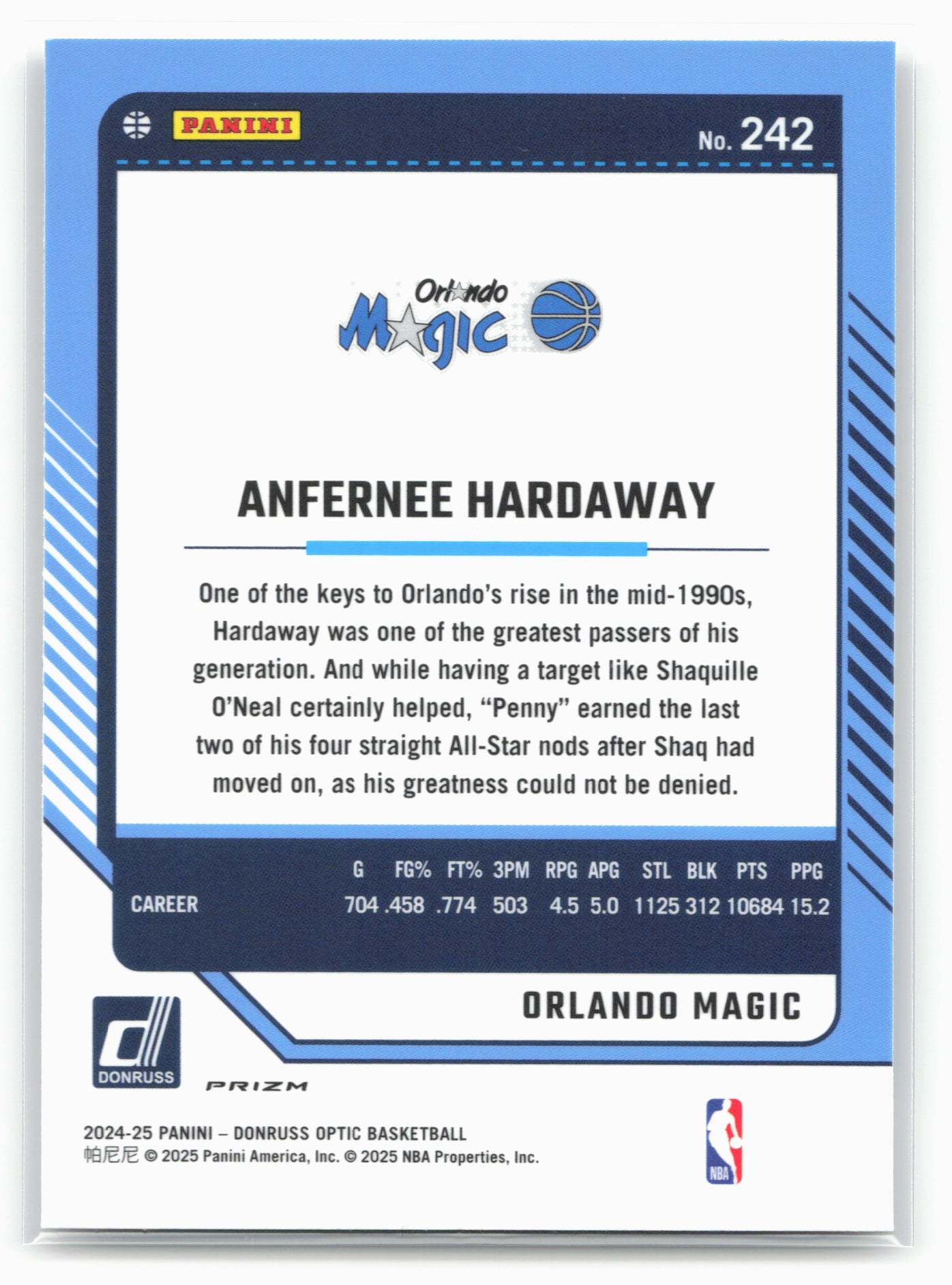 2024-25 Donruss Optic #242 Anfernee Hardaway Holo