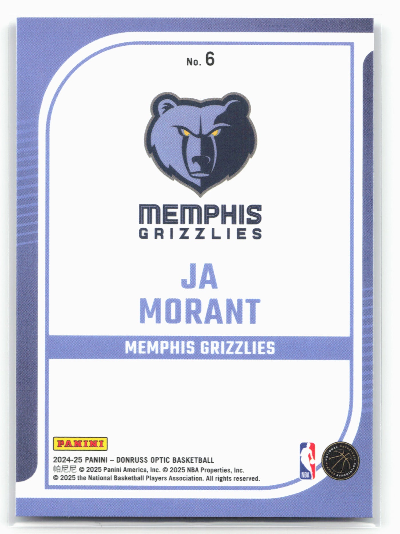 2024-25 Donruss Optic #6 Ja Morant Elite Dominators
