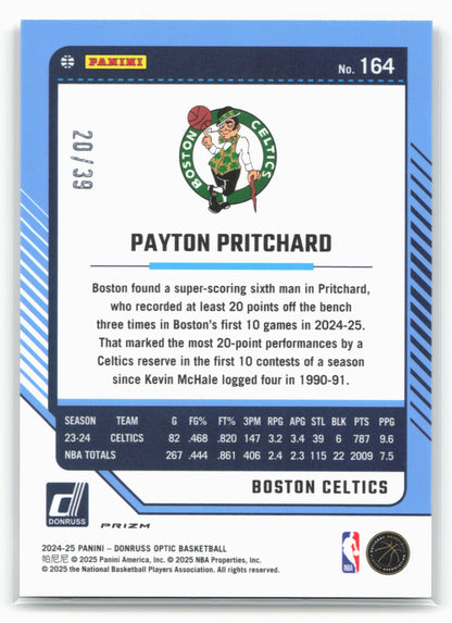 2024-25 Donruss Optic #164 Payton Pritchard Black Velocity #/39