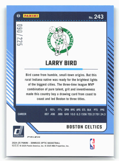 2024-25 Donruss Optic #243 Larry Bird Aqua #/225