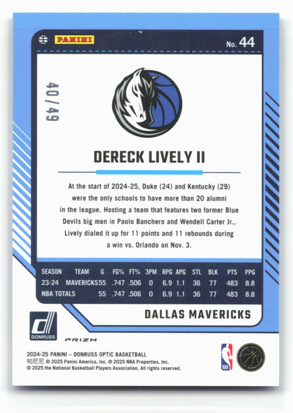 2024-25 Donruss Optic #44 Dereck Lively II Blue #/49