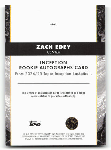 2024-25 Topps Inception #RA-ZE Zach Edey