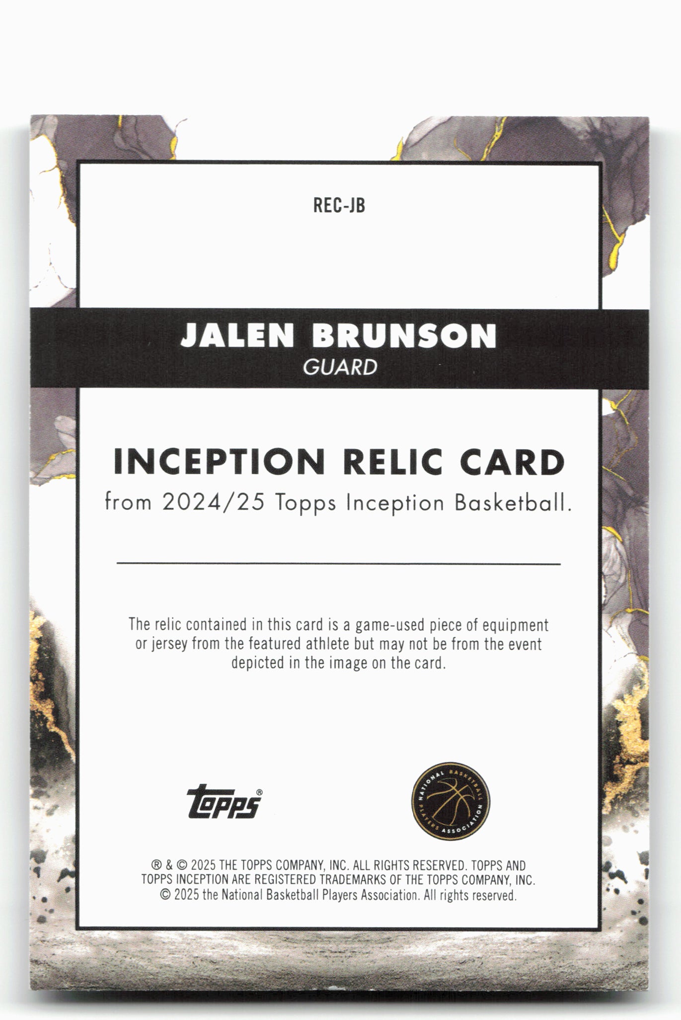 2024-25 Topps Inception #REC-JB Jalen Brunson Relic Card