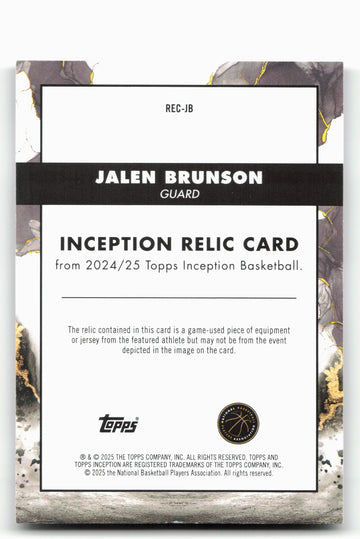 2024-25 Topps Inception #REC-JB Jalen Brunson Relic Card
