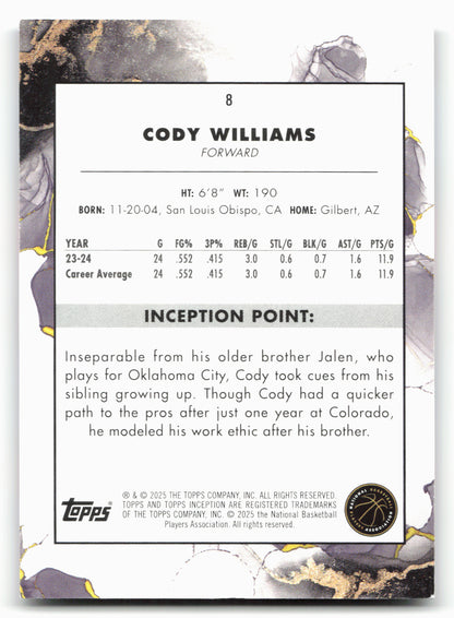 2024-25 Topps Inception #8 Cody Williams Purple 141/150