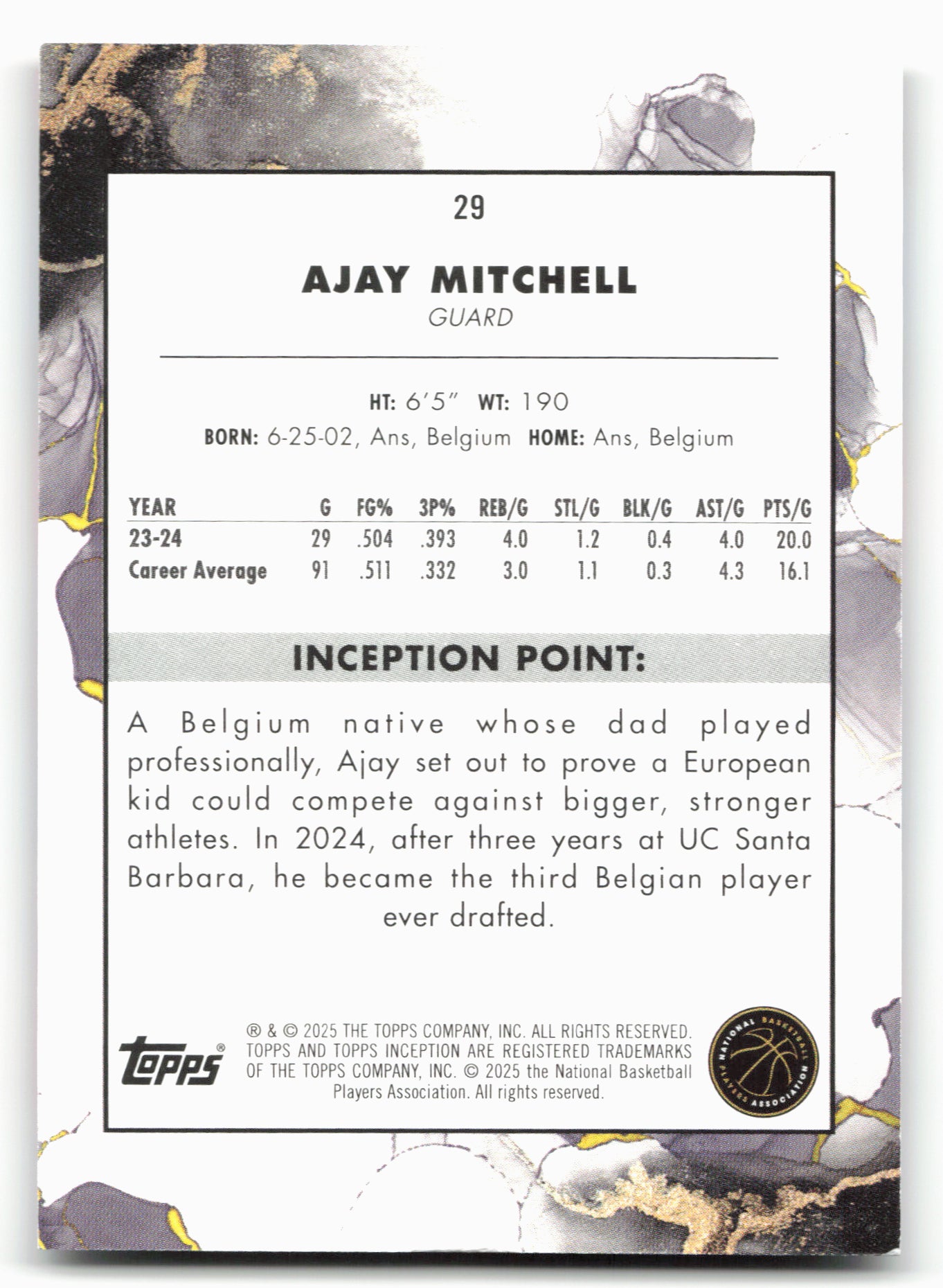 2024-25 Topps Inception #29 Ajay Mitchell Red 30/75