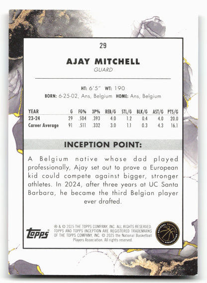2024-25 Topps Inception #29 Ajay Mitchell Red 30/75