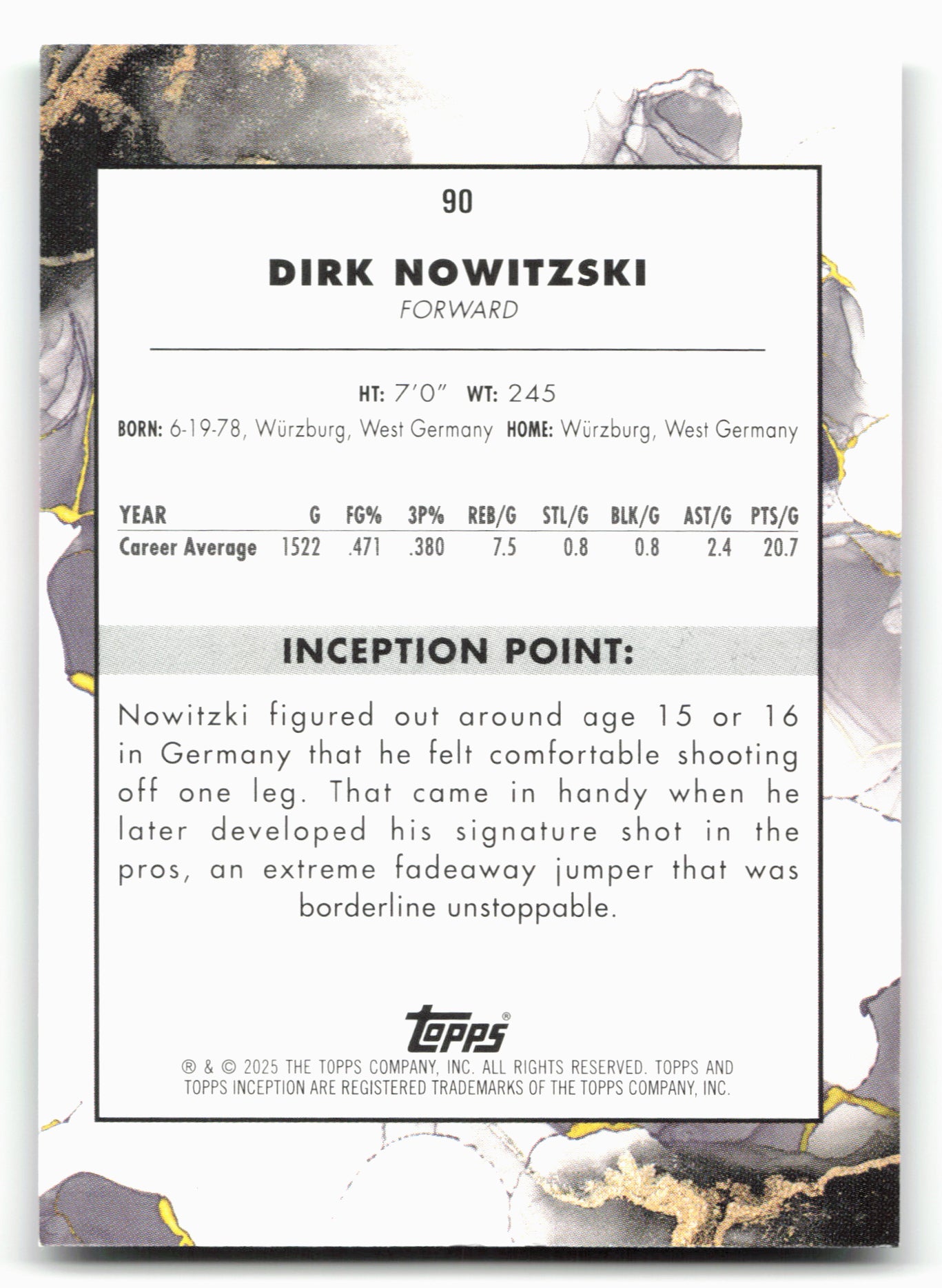 2024-25 Topps Inception #90 Dirk Nowitzski Green