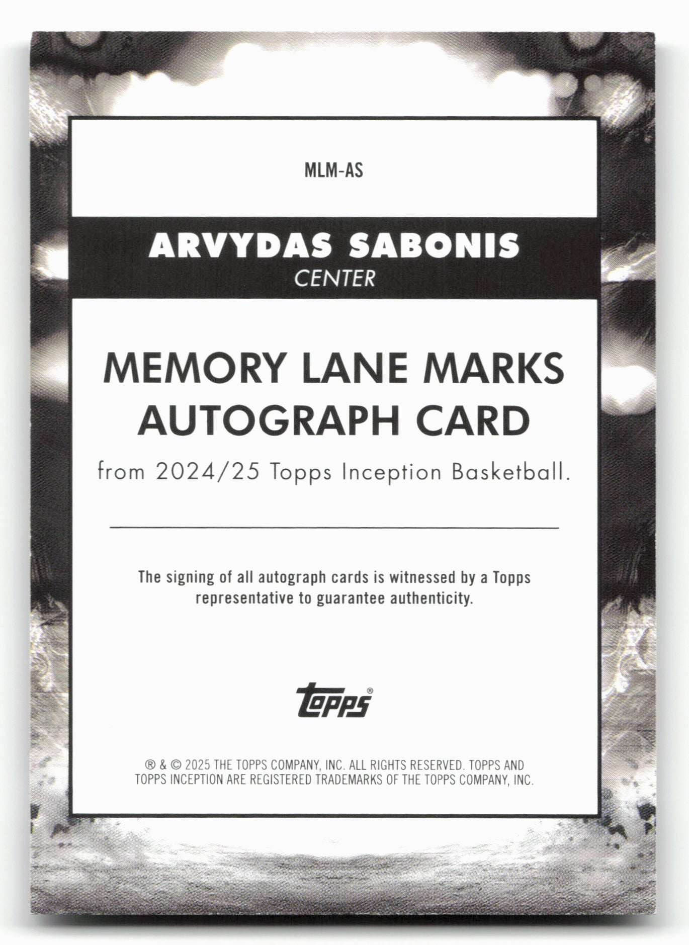 2024-25 Topps Inception #MLM-AS Arvydas Sabonis Memory Lane 69/99