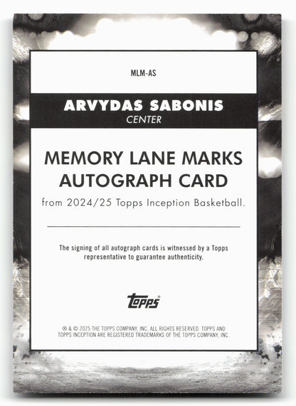 2024-25 Topps Inception #MLM-AS Arvydas Sabonis Memory Lane 69/99
