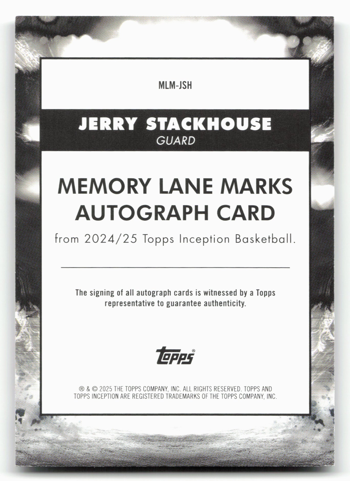 2024-25 Topps Inception #MLM- JSH Jerry Stackhouse Memory Lane 36/99