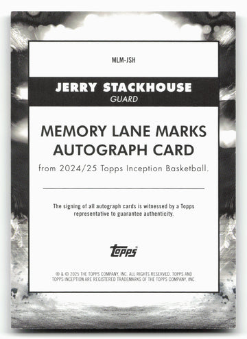 2024-25 Topps Inception #MLM- JSH Jerry Stackhouse Memory Lane 36/99